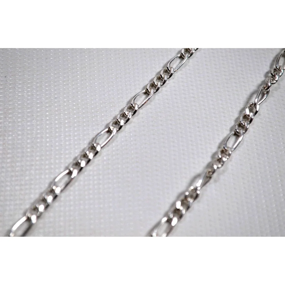New Jordan Blue‎ Men's Sterling Silver Figaro Chain Necklace 19.5